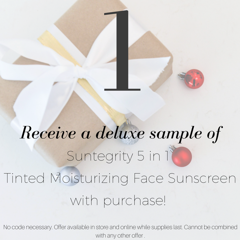 giveaway day 1: receive a deluxe sample of suntegrity 5 in 1 tinted moisturizing face sunscreen with purchase!