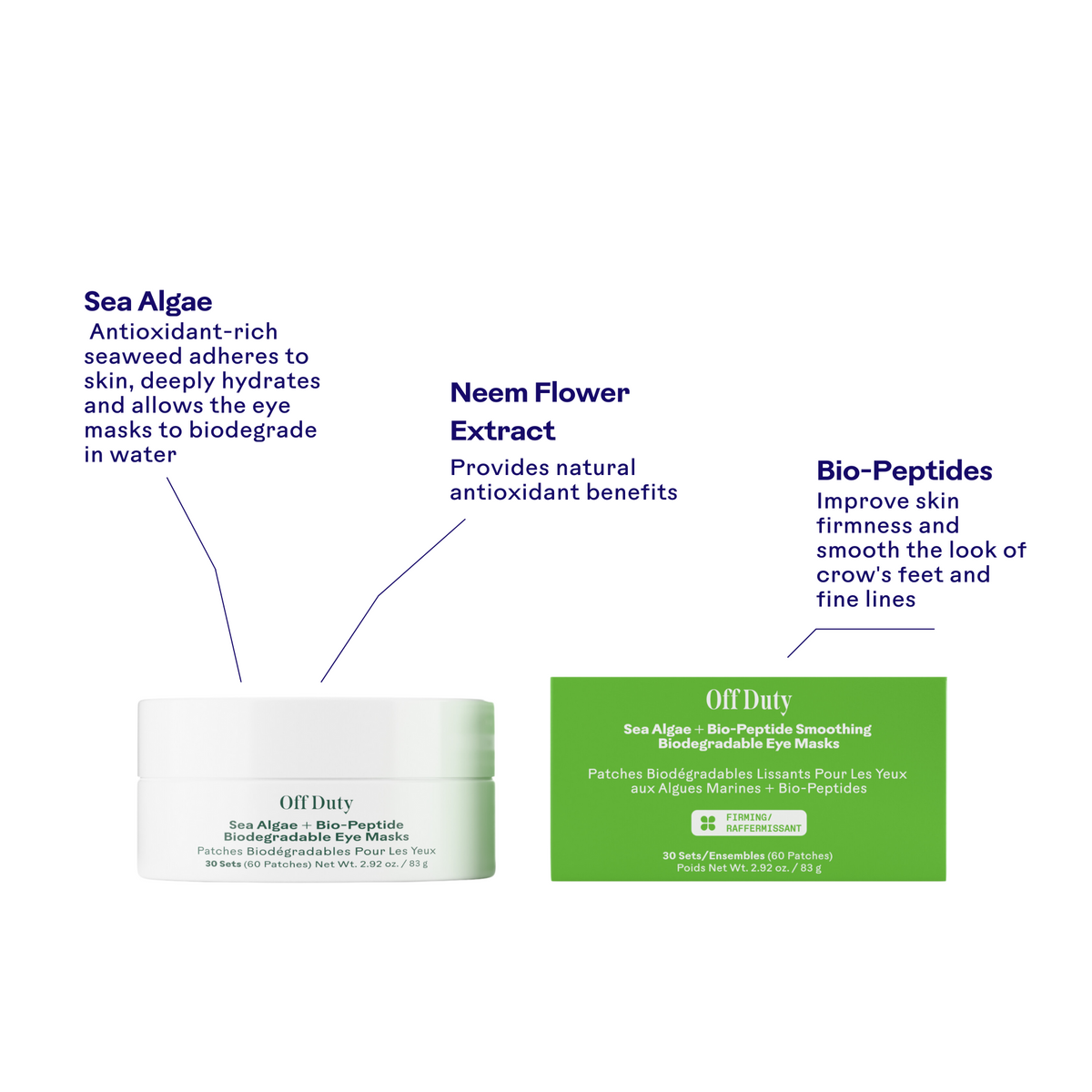 Three Ships Off Duty™ Sea Algae + Bio-Peptide Smoothing Biodegradable Eye Masks - AILLEA